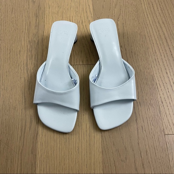 Zara Block Heel Square Toe Mules, Sz 37 - Picture 2 of 5